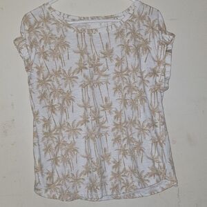 Jane and Delancey Cream and Tan Leaf Print Top